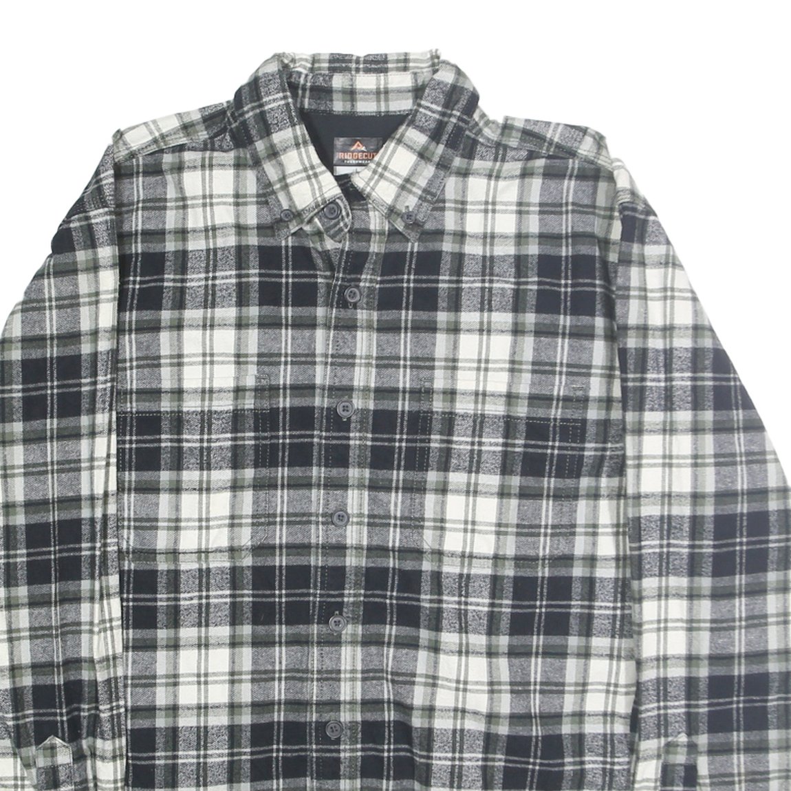 RIDGECUT Mens Black & White Check Shirt L Long Sleeve Button Down Casual Cotton