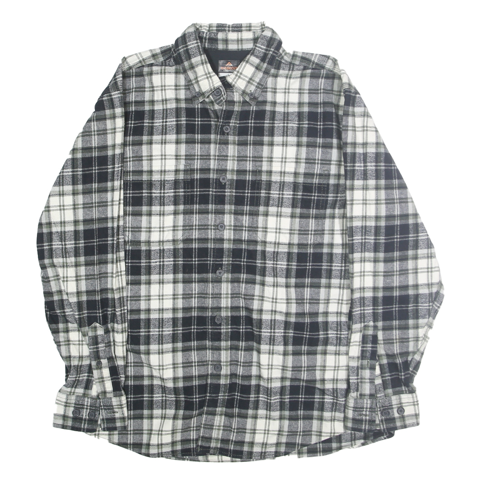 RIDGECUT Mens Black & White Check Shirt L Long Sleeve Button Down Casual Cotton