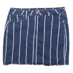 GUESS Womens Blue Stripe Denim Mini Skirt Cotton Blend M Casual Chic Summer