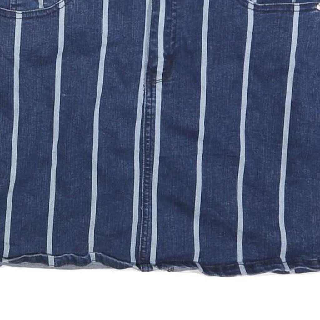 GUESS Womens Blue Stripe Denim Mini Skirt Cotton Blend M Casual Chic Summer