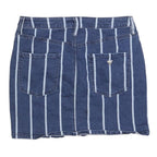 GUESS Womens Blue Stripe Denim Mini Skirt Cotton Blend M Casual Chic Summer