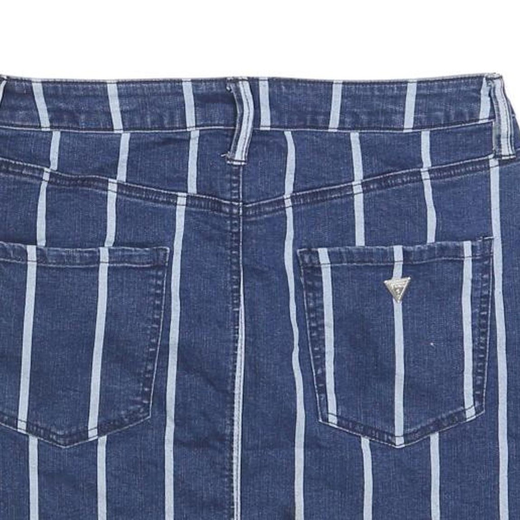 GUESS Womens Blue Stripe Denim Mini Skirt Cotton Blend M Casual Chic Summer
