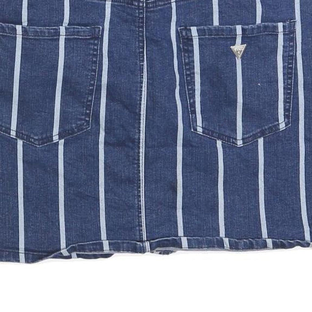 GUESS Womens Blue Stripe Denim Mini Skirt Cotton Blend M Casual Chic Summer