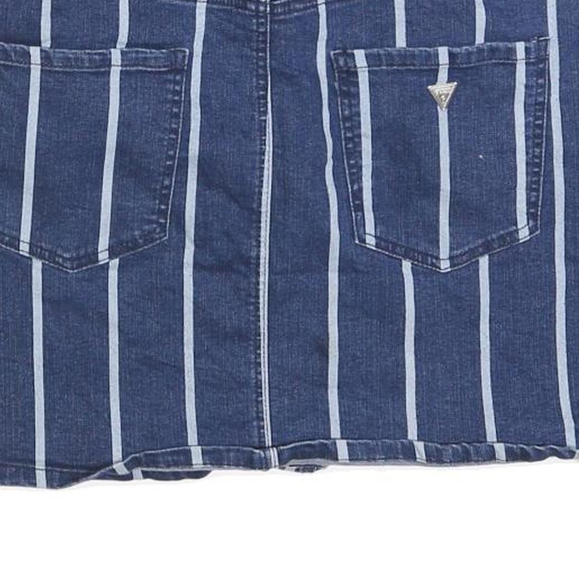 GUESS Womens Blue Stripe Denim Mini Skirt Cotton Blend M Casual Chic Summer