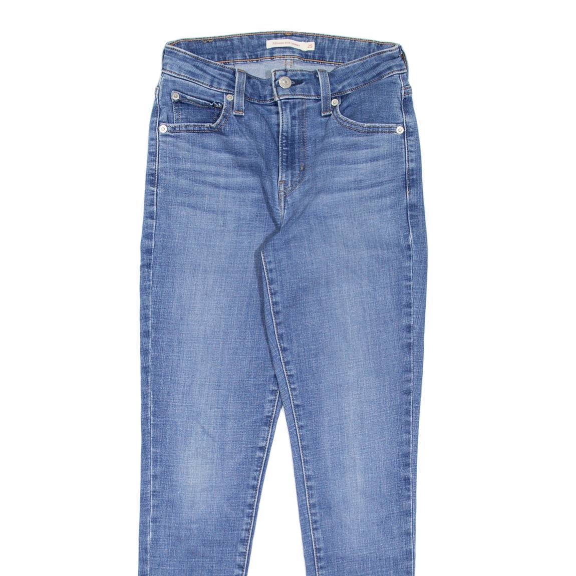 LEVI'S 721 High Rise Womens Jeans Blue Slim Skinny Stone Wash W25 L28