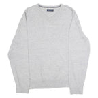 NAUTICA Mens Jumper Grey V-Neck Tight Knit M