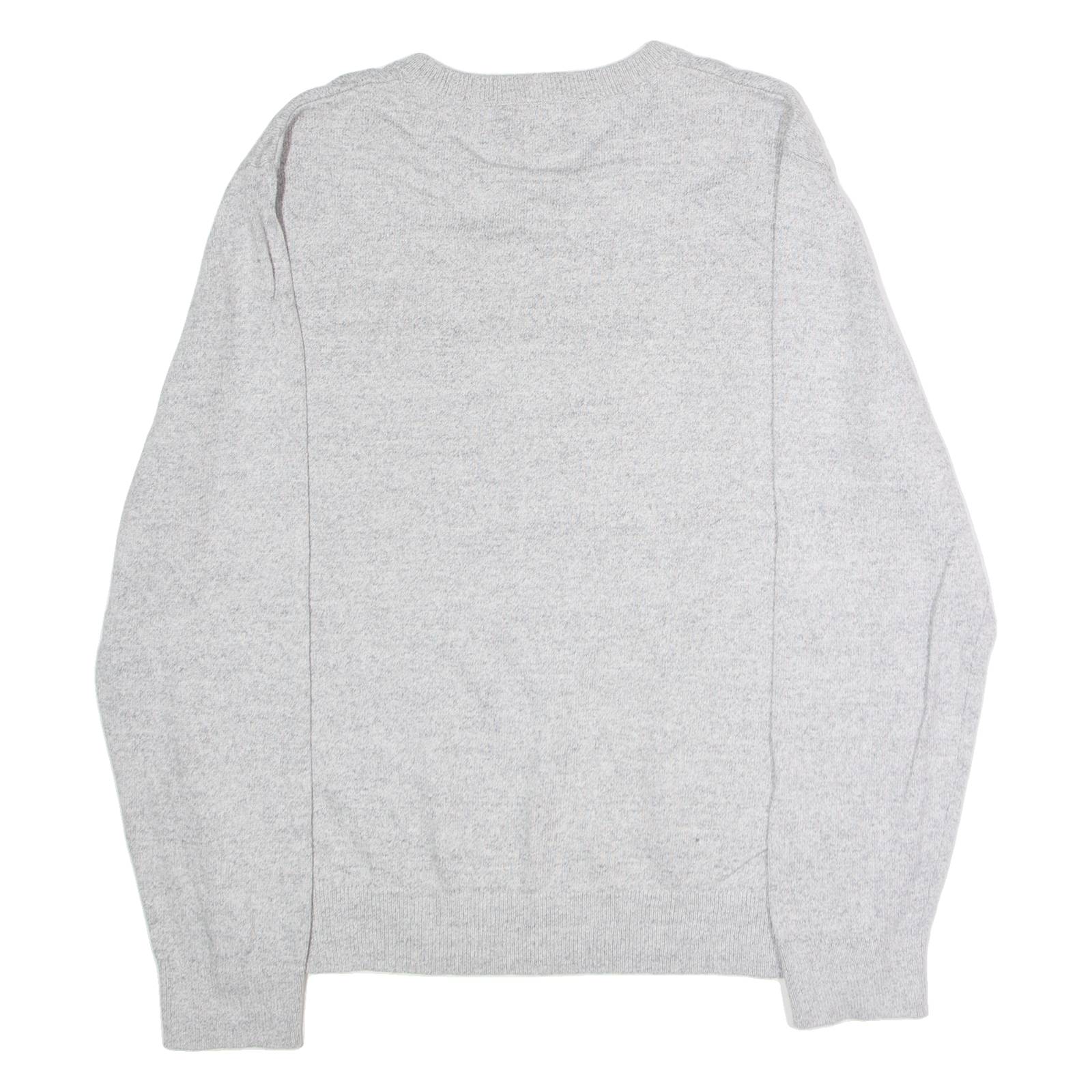 NAUTICA Mens Jumper Grey V-Neck Tight Knit M