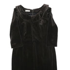 SCAPA Womens Black Velvet Shift Dress Polyester Long Sleeve Knee Length UK L
