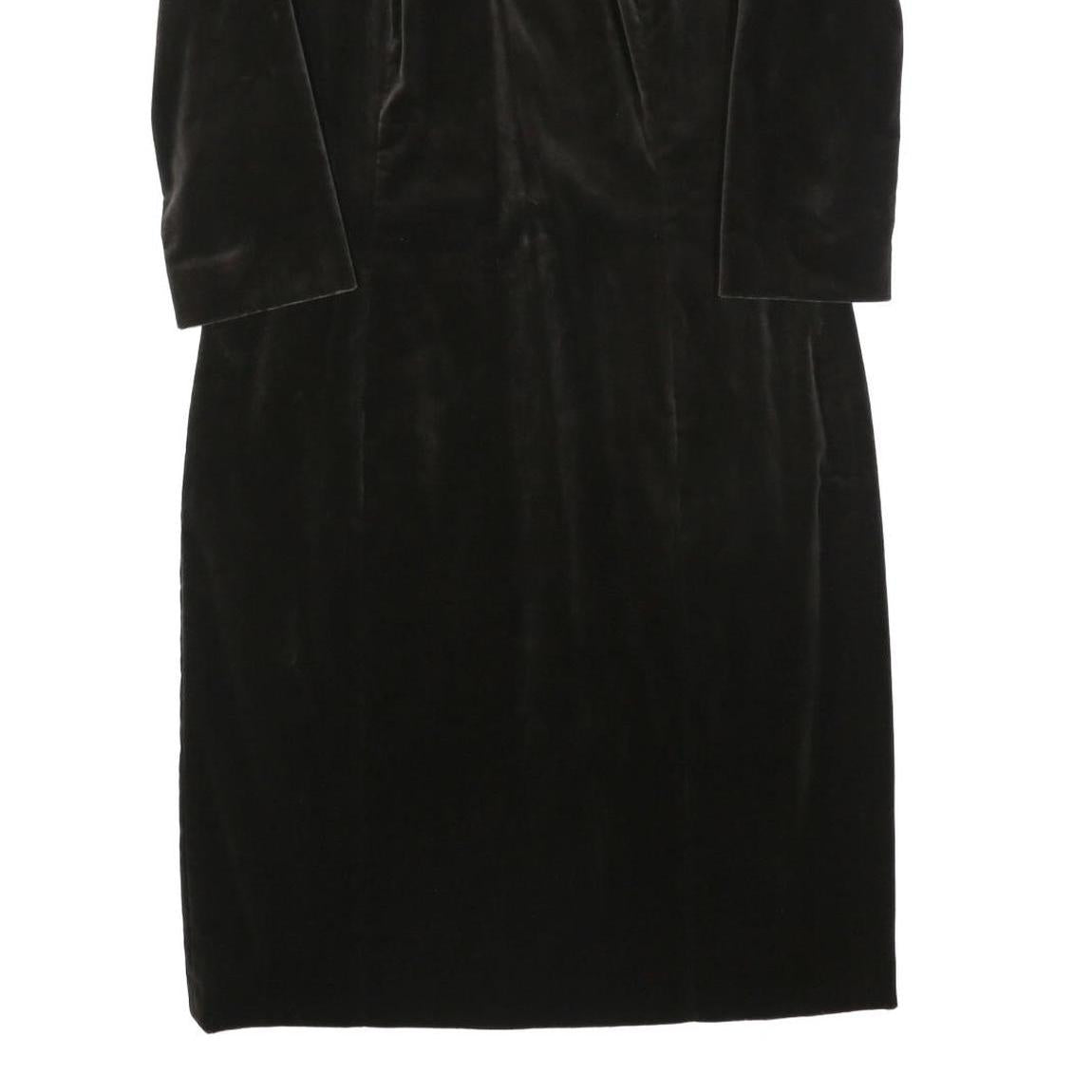SCAPA Womens Black Velvet Shift Dress Polyester Long Sleeve Knee Length UK L
