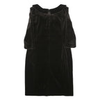 SCAPA Womens Black Velvet Shift Dress Polyester Long Sleeve Knee Length UK L