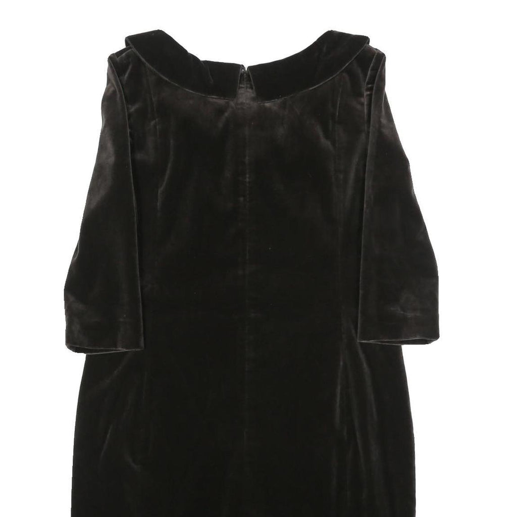 SCAPA Womens Black Velvet Shift Dress Polyester Long Sleeve Knee Length UK L