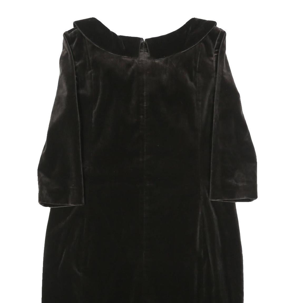 SCAPA Womens Black Velvet Shift Dress Polyester Long Sleeve Knee Length UK L