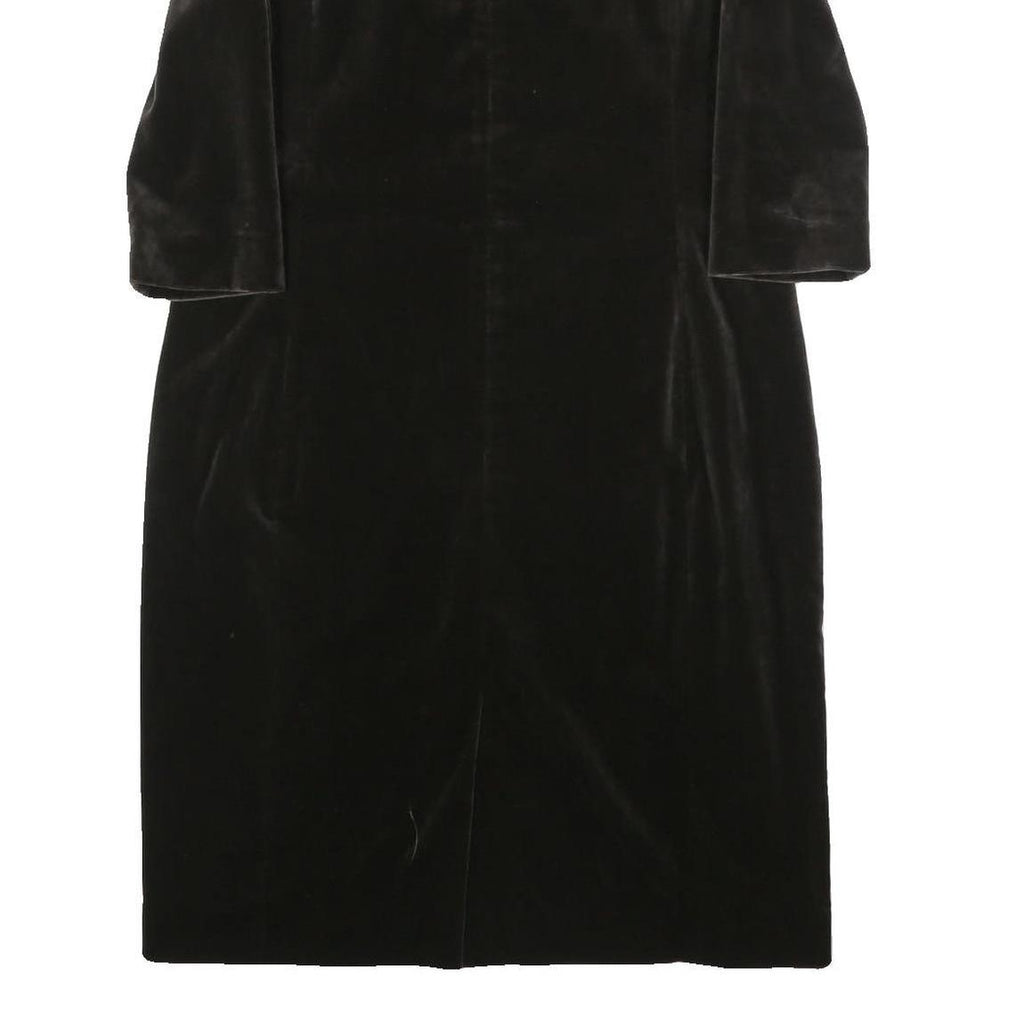 SCAPA Womens Black Velvet Shift Dress Polyester Long Sleeve Knee Length UK L
