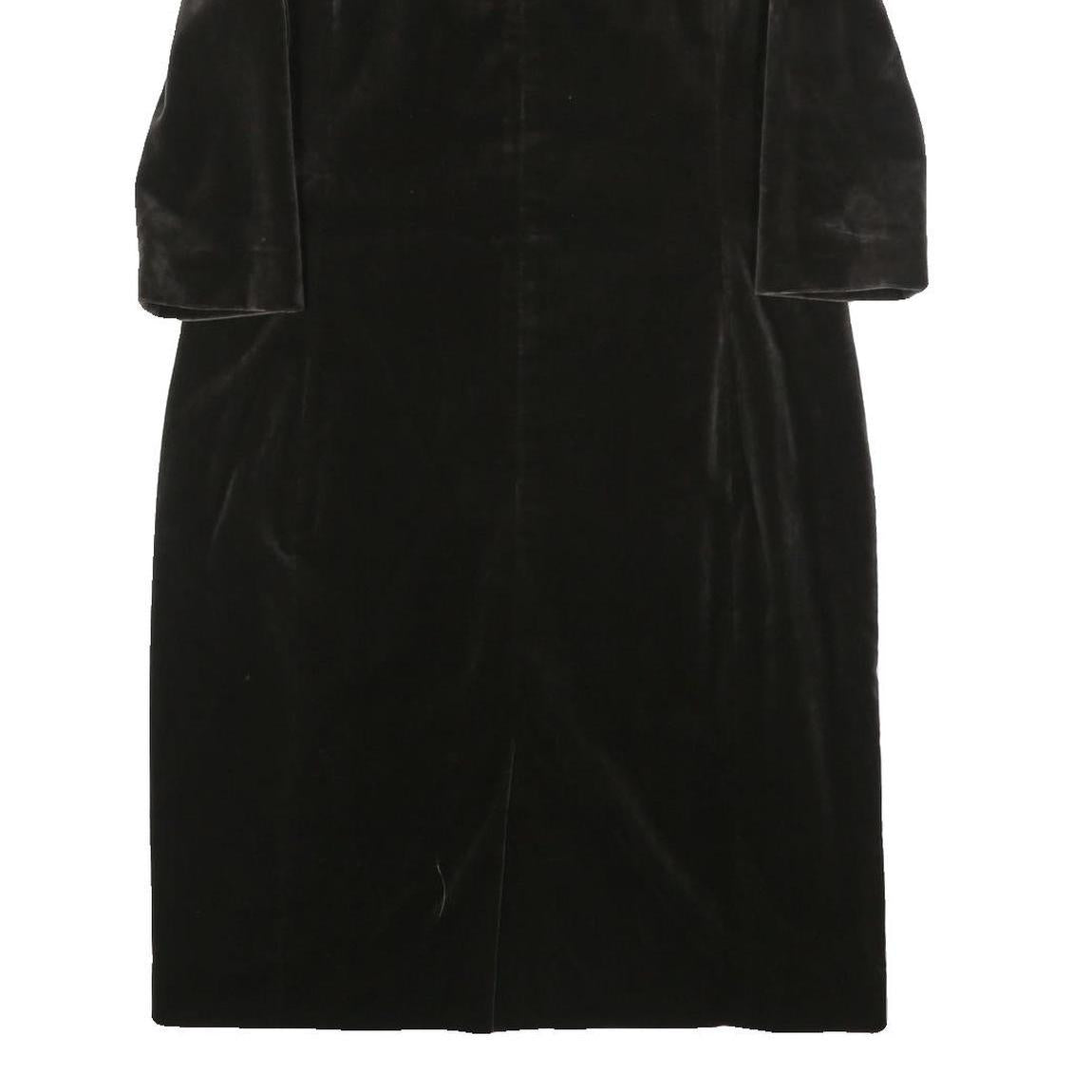 SCAPA Womens Black Velvet Shift Dress Polyester Long Sleeve Knee Length UK L