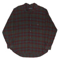 NAUTICA Mens Red & Green Check Shirt L Cotton Blend Casual Long Sleeve