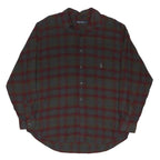 NAUTICA Mens Red & Green Check Shirt L Cotton Blend Casual Long Sleeve