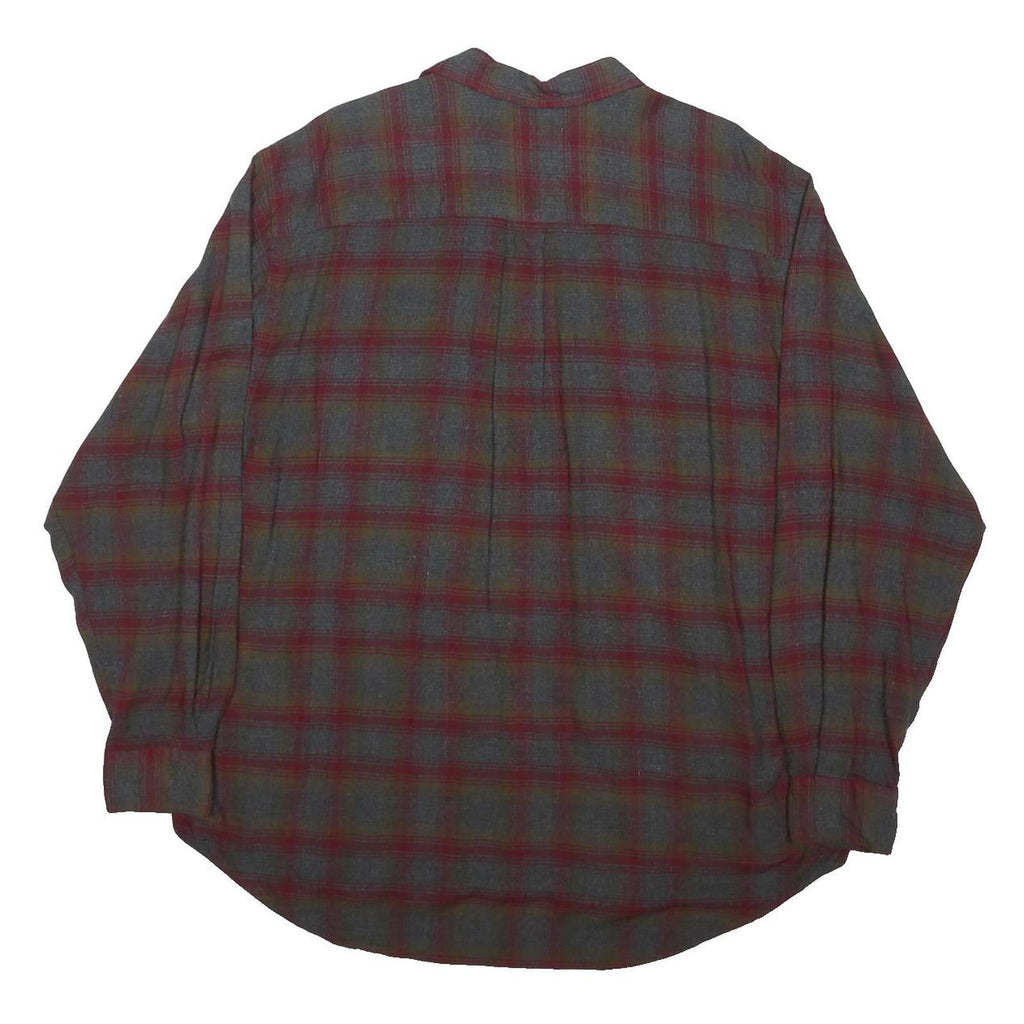 NAUTICA Mens Red & Green Check Shirt L Cotton Blend Casual Long Sleeve