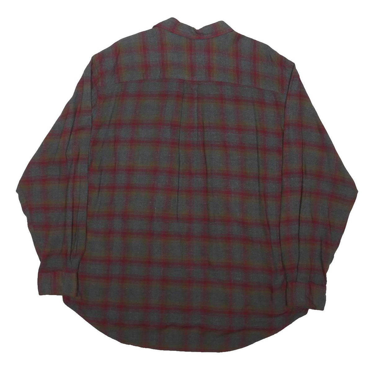 NAUTICA Mens Red & Green Check Shirt L Cotton Blend Casual Long Sleeve