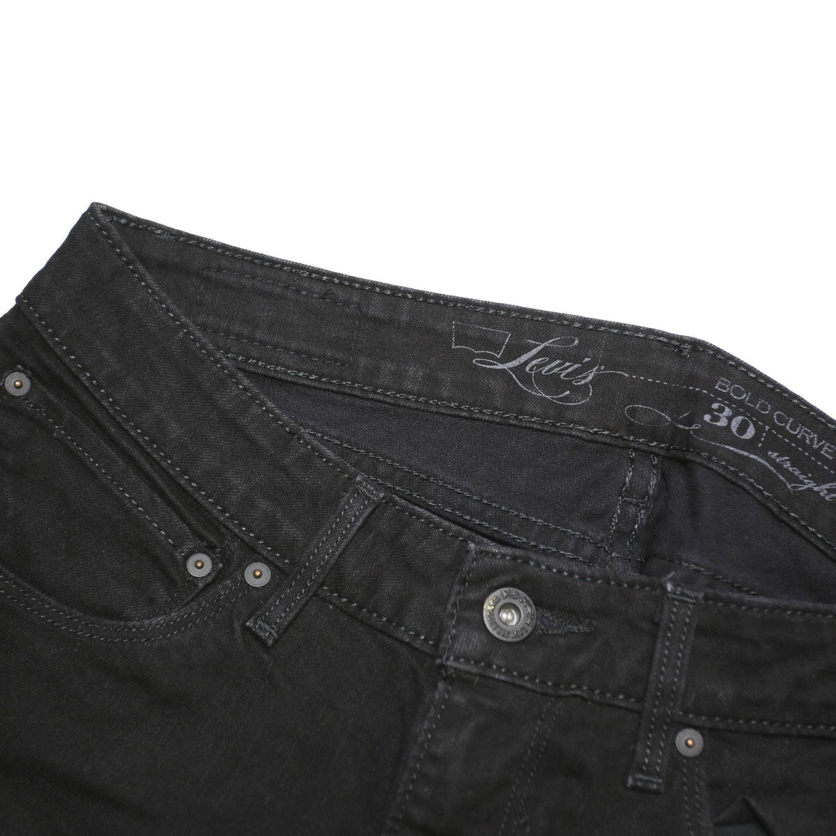 LEVI'S Womens Black Regular Fit Straight Denim Jeans Cotton Blend W30 L30