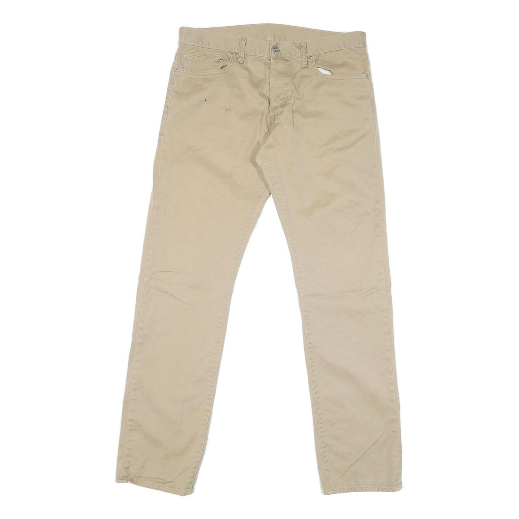 CARHARTT Mens Jeans Beige Regular Straight Denim W34 L33 Cotton Blend Zip