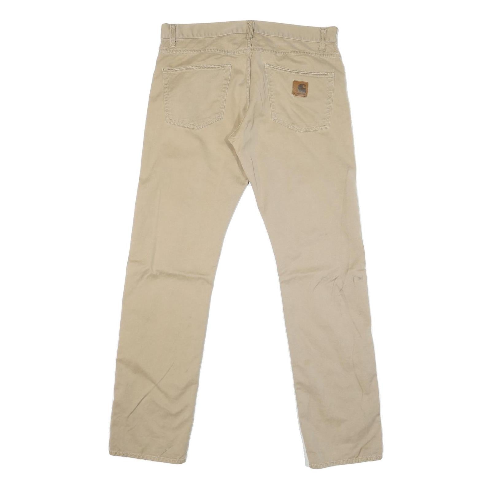 CARHARTT Mens Jeans Beige Regular Straight Denim W34 L33 Cotton Blend Zip