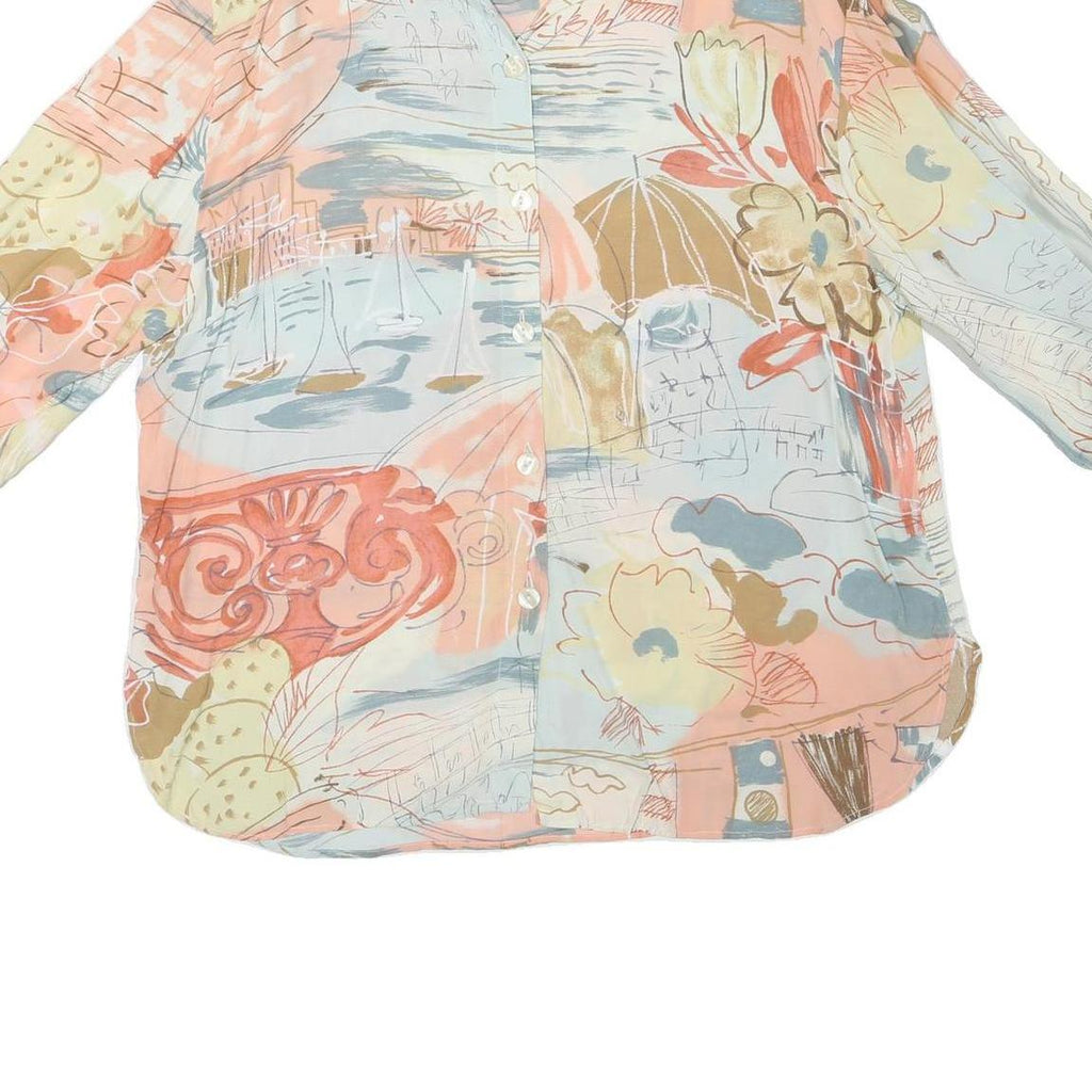 PREMIER Womens Pastel Pink & Blue Printed Shirt L Lightweight Relaxed Fit