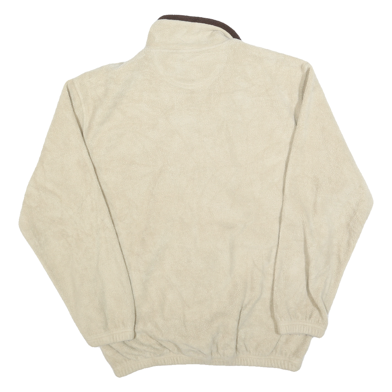 HAGGAR Mens Beige Brown Polyester Plain Full Zip Jumper M Comfortable Casual