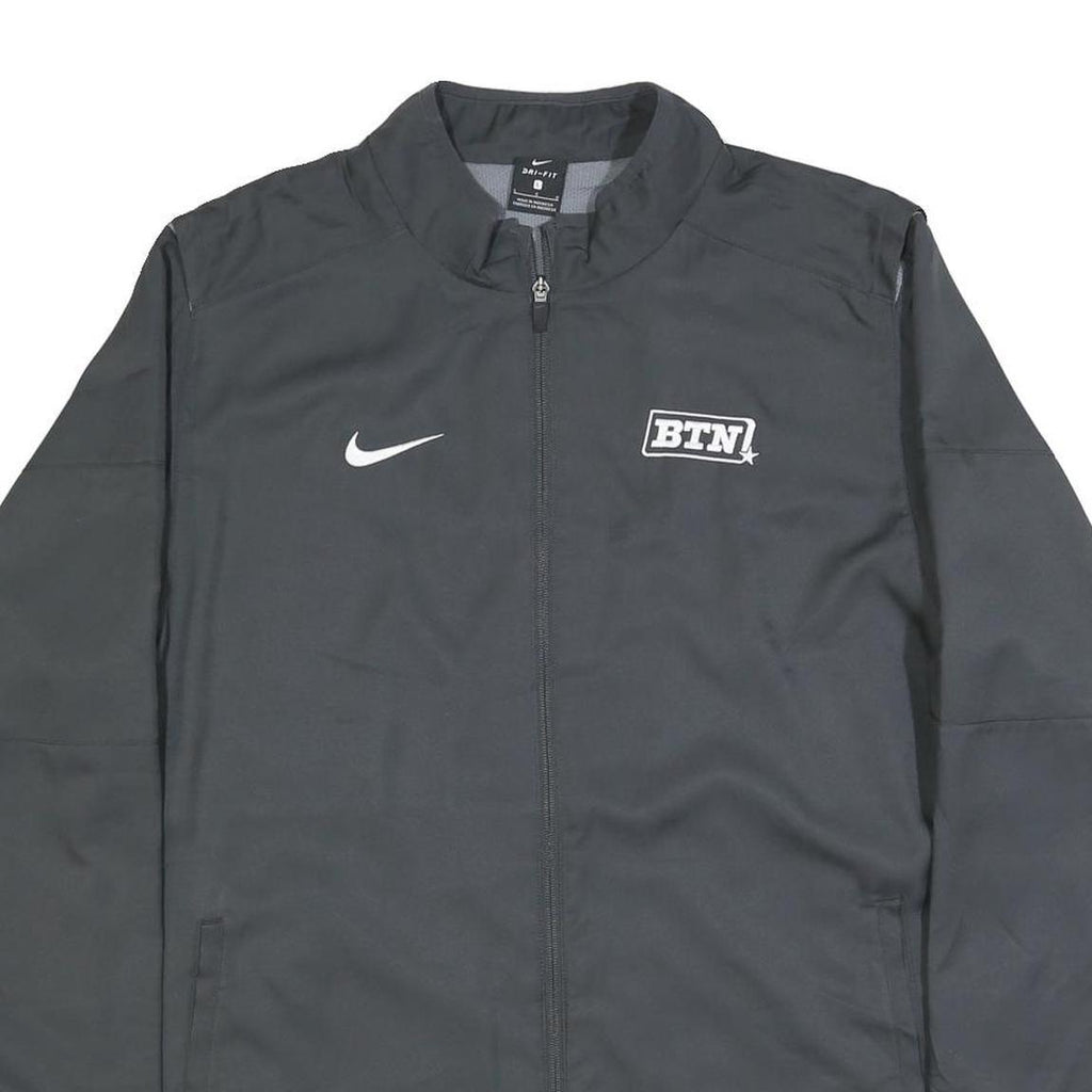 NIKE Mens Black Btn Zip Lightweight Polyester Jacket L Sports Activewear