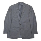 RALPH RALPH LAUREN Mens Grey Blue 2XL Silk Blend Button Jacket Plain Tailored