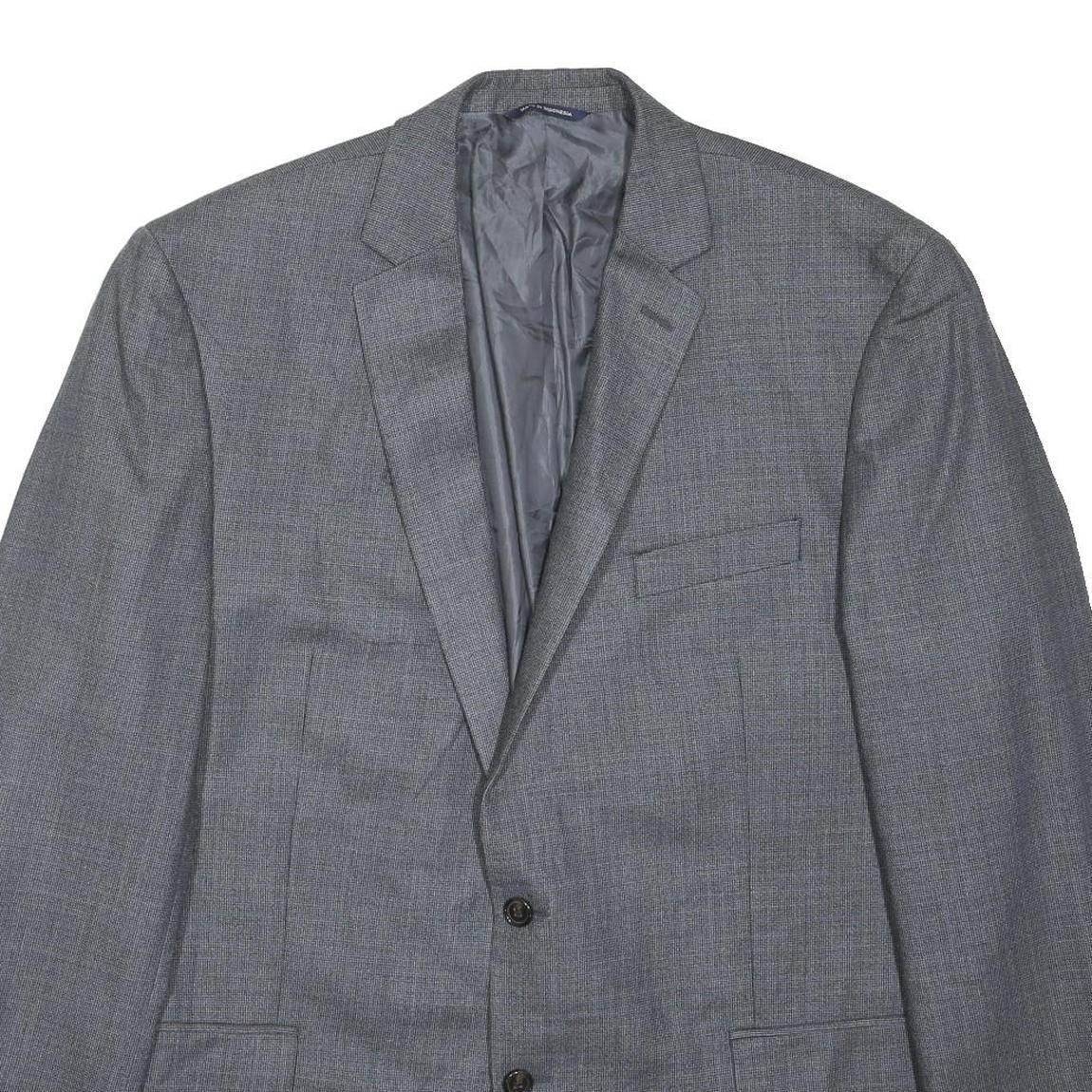 RALPH RALPH LAUREN Mens Grey Blue 2XL Silk Blend Button Jacket Plain Tailored