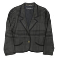 LOUIS FERAUD Womens Black Grey Houndstooth Wool Blend Button Jacket UK 16
