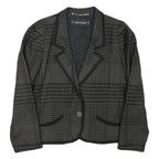 LOUIS FERAUD Womens Black Grey Houndstooth Wool Blend Button Jacket UK 16