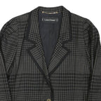 LOUIS FERAUD Womens Black Grey Houndstooth Wool Blend Button Jacket UK 16
