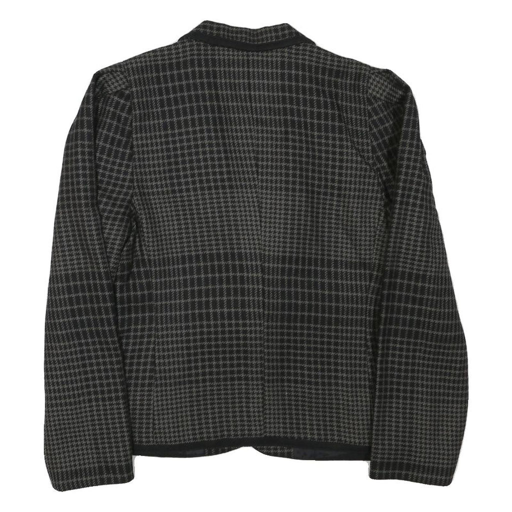 LOUIS FERAUD Womens Black Grey Houndstooth Wool Blend Button Jacket UK 16