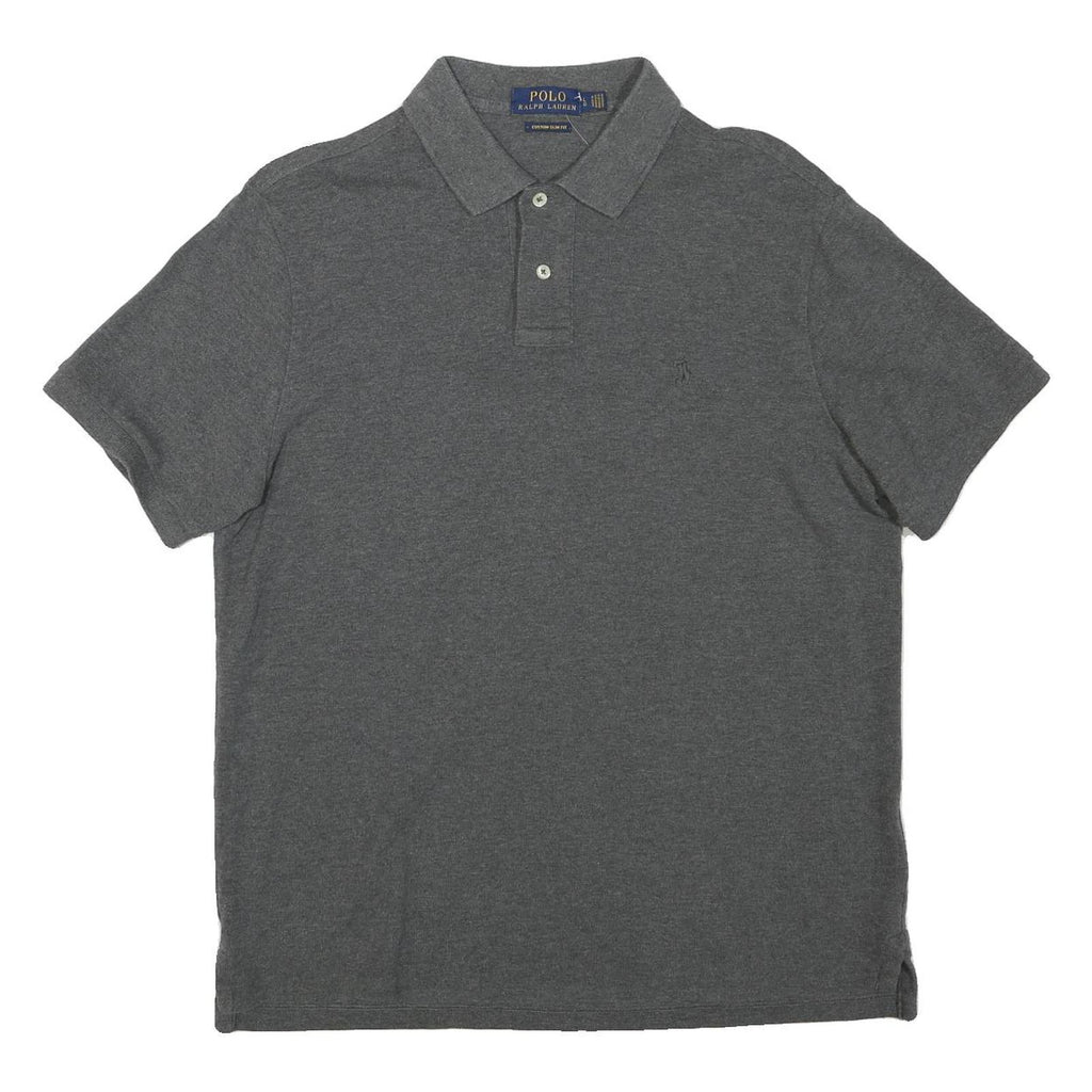 POLO RALPH LAUREN Mens Grey Short Sleeve Plain L Cotton Blend Polo Shirt