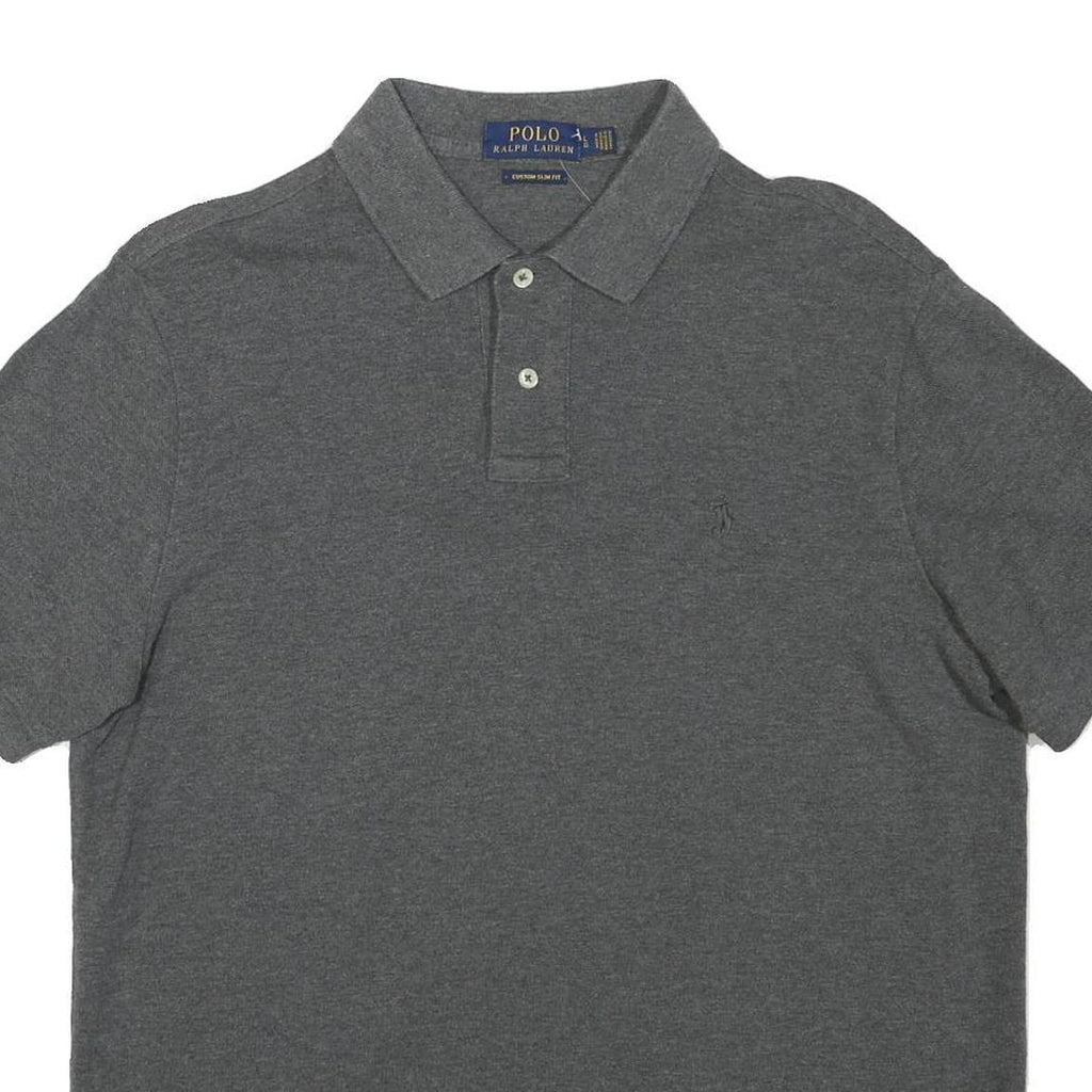 POLO RALPH LAUREN Mens Grey Short Sleeve Plain L Cotton Blend Polo Shirt