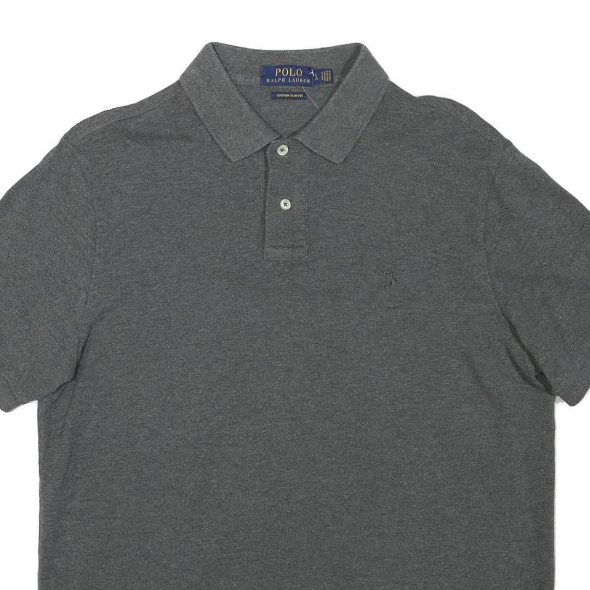 POLO RALPH LAUREN Mens Grey Short Sleeve Plain L Cotton Blend Polo Shirt