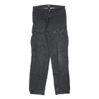 CARHARTT Mens Cotton Regular Black Cargo Trousers W30 L34 Durable Workwear Fit