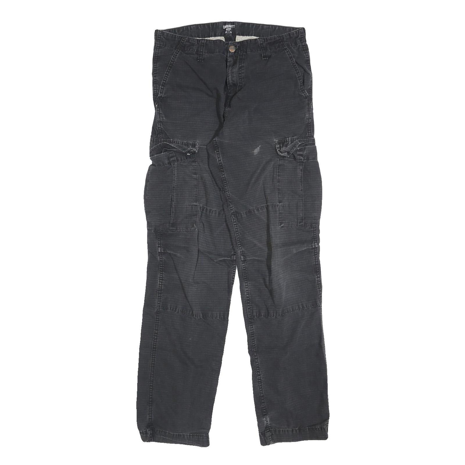 CARHARTT Mens Cotton Regular Black Cargo Trousers W30 L34 Durable Workwear Fit