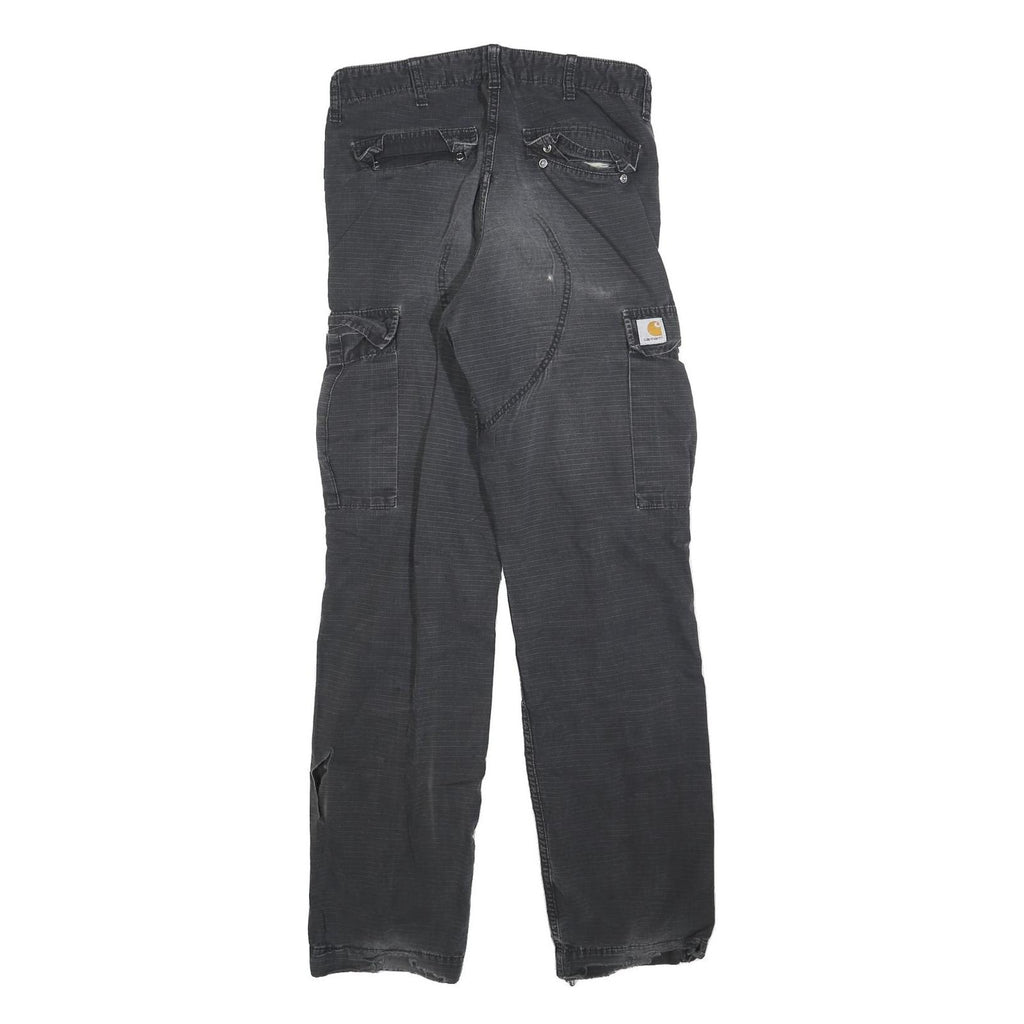 CARHARTT Mens Cotton Regular Black Cargo Trousers W30 L34 Durable Workwear Fit