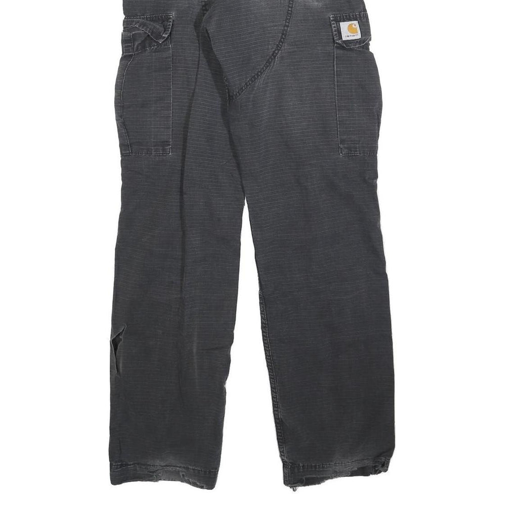 CARHARTT Mens Cotton Regular Black Cargo Trousers W30 L34 Durable Workwear Fit