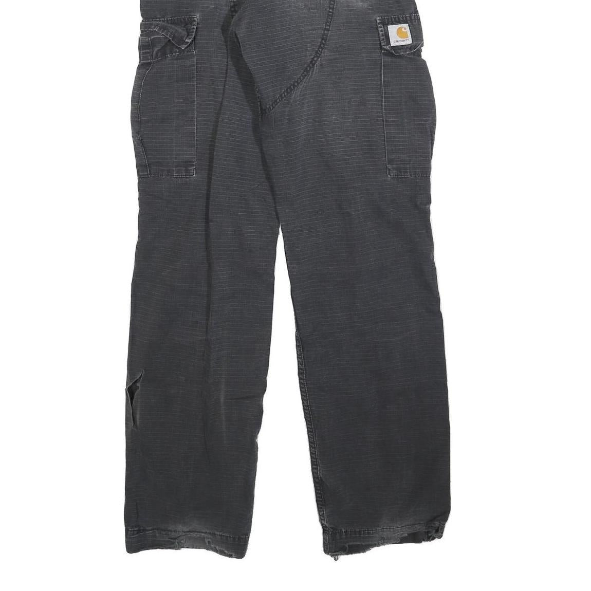 CARHARTT Mens Cotton Regular Black Cargo Trousers W30 L34 Durable Workwear Fit