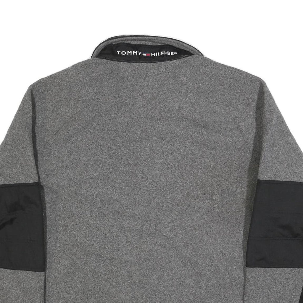 TOMMY HILFIGER Mens Grey & Black Pullover Plain V-Neck Basic Knit XL Zip Jumper