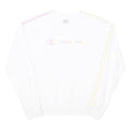 CHAMPION Girls White Pastel Stripe Crew Neck Sweatshirt 15Y Cotton Blend