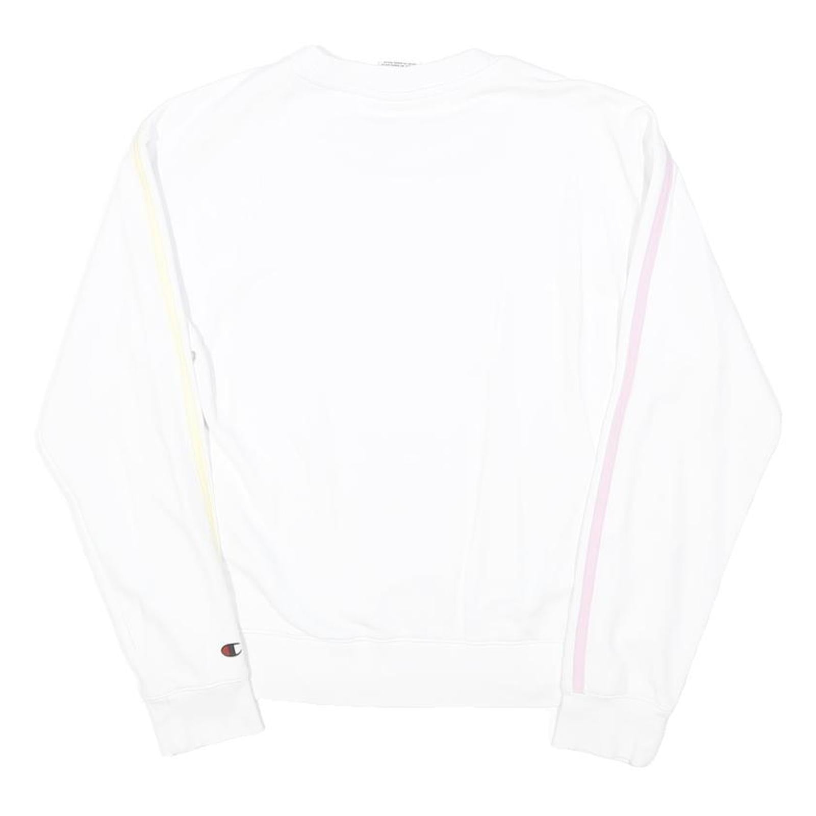 CHAMPION Girls White Pastel Stripe Crew Neck Sweatshirt 15Y Cotton Blend