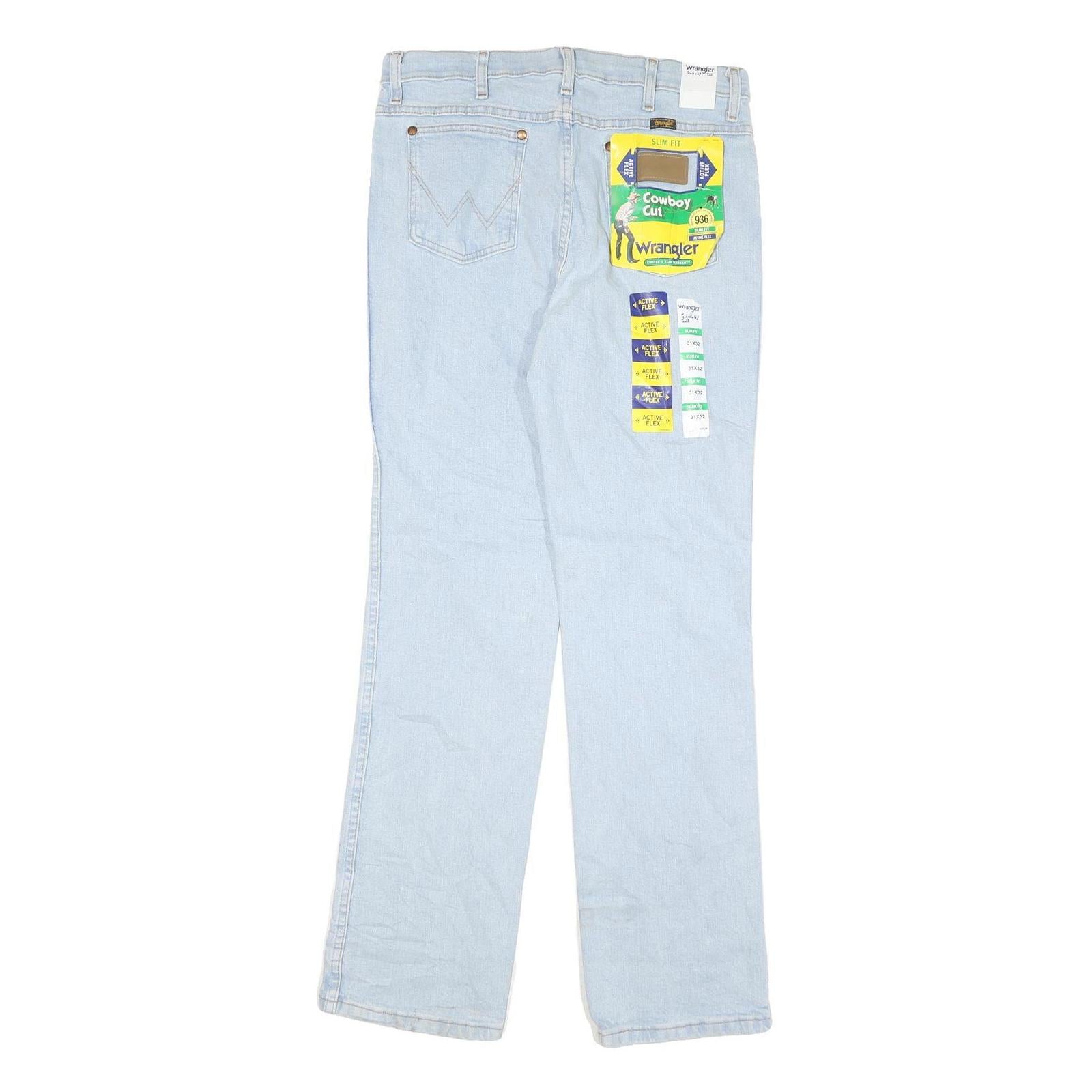 WRANGLER Mens Regular Fit Straight Leg Denim Light Blue W31 L32 Classic Zip