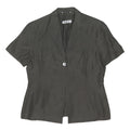MARELLA Womens Grey Silk Shirt Short Sleeve Collared Size UK 14 Elegant Light