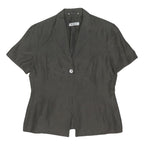 MARELLA Womens Grey Silk Shirt Short Sleeve Collared Size UK 14 Elegant Light