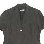 MARELLA Womens Grey Silk Shirt Short Sleeve Collared Size UK 14 Elegant Light
