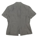MARELLA Womens Grey Silk Shirt Short Sleeve Collared Size UK 14 Elegant Light